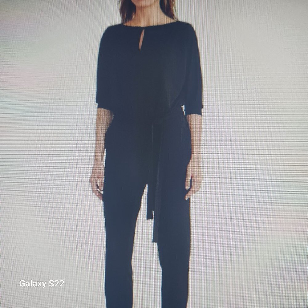 RALPH LAUREN Black Stretch Matte Jersey Keyhole Slim Leg Jumpsuit. NWT. Various
